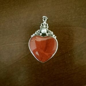 Coral gemstone heart pendant new from Az gem show